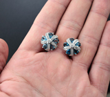Замечательные серебряные серьги с насыщенно-синими топазами Серебро 925