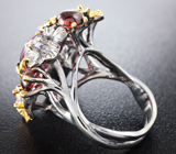 Серебряное кольцо c рубином, танзанитом и цаворитами Серебро 925