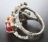 Серебряное кольцо с рубинами 1,59 карат и сапфирами Серебро 925