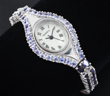 Часы с танзанитами на серебряном браслете с иолитами Серебро 925