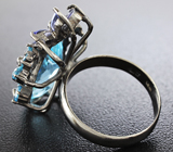 Чудесное серебряное кольцо с топазами и танзанитами Серебро 925