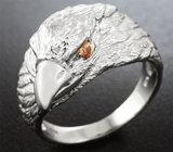 Скульптурное серебряное кольцо «Ворон» с сапфирами Серебро 925