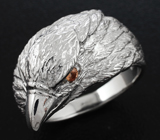 Скульптурное серебряное кольцо «Ворон» с сапфирами Серебро 925