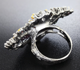Серебряное кольцо с желтыми и оранжевыми сапфирами, родолитами и цаворитами Серебро 925