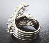 Серебряное кольцо с австралийским дублет опалом и аметистами Серебро 925