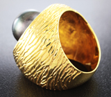 Массивное стильное серебряное кольцо с крупной цветной жемчужиной Серебро 925