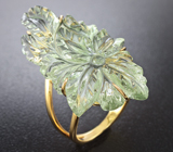 Золотое кольцо с резным зеленым аметистом 30,22 карат Золото