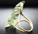 Золотое кольцо с резным зеленым аметистом 33,13 карат Золото