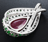 Прелестный серебряный кулон с рубином Серебро 925