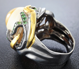 Серебряное кольцо с агатом и цаворитами Серебро 925