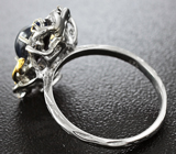 Серебряное кольцо cо звездчатым сапфирами и цаворитами гранатами Серебро 925