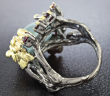 Серебряное кольцо с аквамарином и гранатами Серебро 925