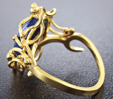 Золотое кольцо с топовым черным опалом 3,67 карат и бриллиантами Золото