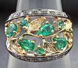 Золотое кольцо с изумрудами 1,04 карат и бриллиантами Золото