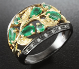 Золотое кольцо с изумрудами 1,04 карат и бриллиантами Золото