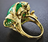 Эксклюзив! Золотое кольцо с уральским изумрудом без дополнителньой обработки 20,48 карат и бриллиантами Золото