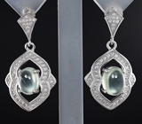 Замечательные серебряные серьги с пренитом Серебро 925