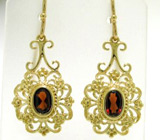 Филигранные серьги с гранатами Золото