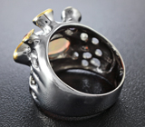Серебряное кольцо с кристаллическим эфиопским опалом, танзанитами и сапфирами Серебро 925