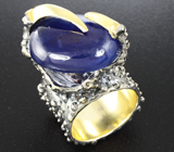 Серебряное кольцо с крупным синим сапфиром 25,3 карат Серебро 925