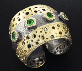 Серебряное кольцо с цаворитами Серебро 925