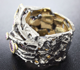 Серебряное кольцо с аметистами и диопсидом Серебро 925