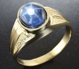 Золотое кольцо со звездчатым сапфиром 2,32 карат Золото