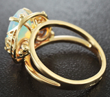 Золотое кольцо с кристаллическим ограненным опалом 1,65 карат Золото