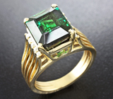 Золотое кольцо с неоновым турмалином 7,8 карат и бриллиантами Золото