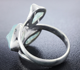 Оригинальное серебряное кольцо с аквамаринами Серебро 925