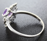 Чудесное серебряное кольцо с аметистом и цветной эмалью Серебро 925