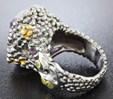 Серебряное кольцо с полихромным кварцем и цаворитами Серебро 925