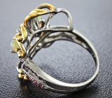Серебряное кольцо с кристаллическими эфиопскими опалами и родолитами Серебро 925