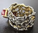 Серебряное кольцо со звездчатыми рубинами Серебро 925