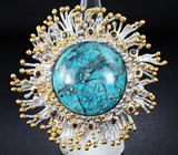 Серебряное кольцо с хризоколлой и синими сапфирами Серебро 925