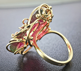 Авторское золотое кольцо с топовым слайсом арбузного турмалина 21,09 карат и бриллиантами Золото