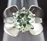 Стильное серебряное кольцо с зеленым аметистом Серебро 925