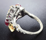 Серебряное кольцо c рубинами и сапфирами Серебро 925