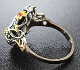 Серебряное кольцо с австралийским триплет опалом и сапфирами Серебро 925