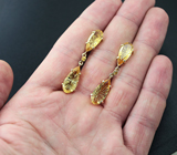 Золотые серьги с цитринами 15,59 карат и желтыми сапфирами Золото