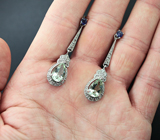 Серебряные серьги с зелеными аметистами и иолитами Серебро 925