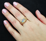 Золотое кольцо с ограненным кристаллическим опалом 1,48 карат и бриллиантам Золото