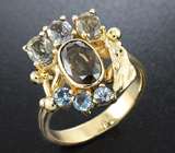 Золотое кольцо с гранатами со сменой цвета 3,71 карат Золото