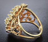 Золотое кольцо с потрясающим эфиопским опалом 3,65 карат, рубинами, синими сапфирами, цаворитами и бриллиантами Золото