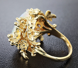 Фантастическая опалесценция! Золотое кольцо с потрясающим кристаллическим опалом 4,39 карат и бриллиантами Золото