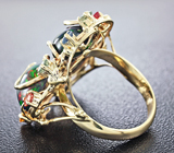 Золотое кольцо с топовыми черными опалами 10,06 карат и бриллиантами Золото