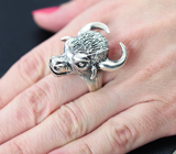 Скульптурное серебряное кольцо «Буйвол» Серебро 925