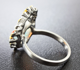 Серебряное кольцо с кристаллическим эфиопским опалом и разноцветными сапфирами Серебро 925