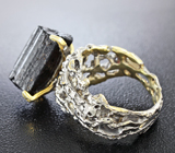 Серебряное кольцо с кристаллом черного турмалина Серебро 925