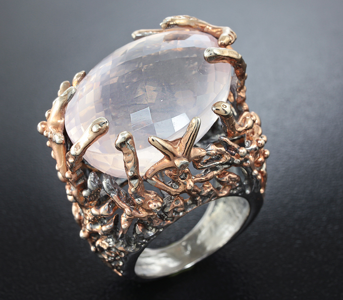 Серебряное кольцо с розовым кварцем